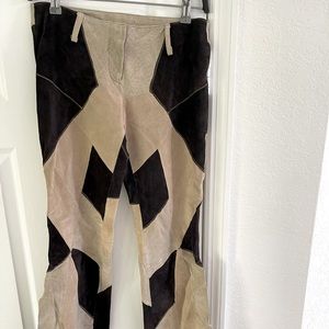 Genuine soft suede leather low waist hippie pants - size 0/ waist 24/25